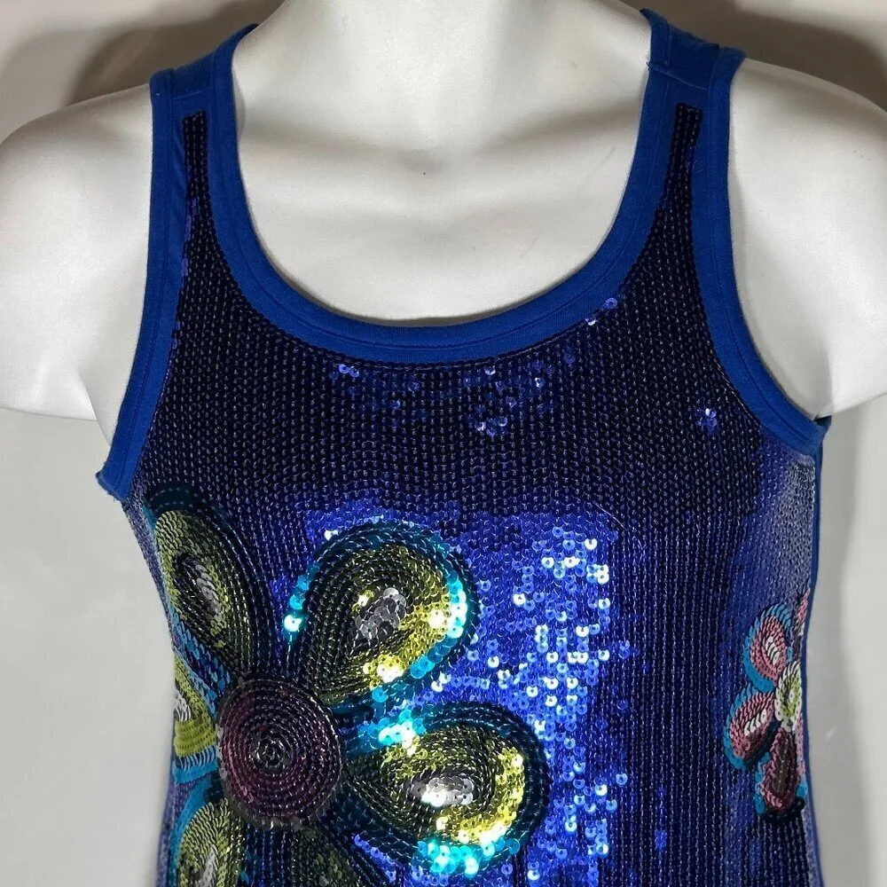 Justice SZ 14 Bright Sequin Dress Mod Flowers Dressy Party Special event Wedding